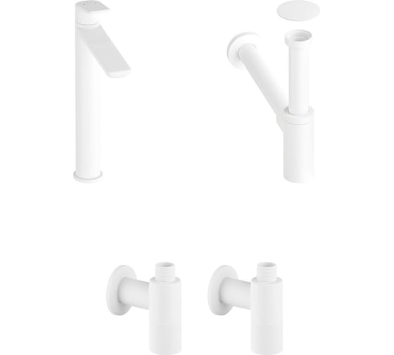 Изображение товара Высокий смеситель для накладной раковины Wellsee ICON! for life в наборе 4 в 1 201000135