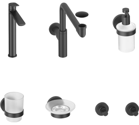 Изображение товара Высокий смеситель для накладной раковины Wellsee ICON! for life в наборе 7 в 1 201000312