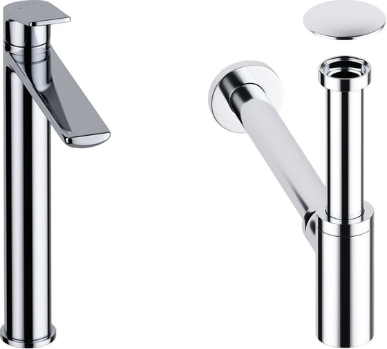 Изображение товара Высокий смеситель для накладной раковины Wellsee ICON! for life в наборе 3 в 1 201000031