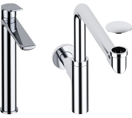 Изображение товара Высокий смеситель для накладной раковины Wellsee ICON! for life в наборе 3 в 1 201000111