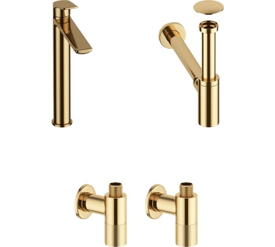 Изображение товара Высокий смеситель для накладной раковины Wellsee ICON! for life в наборе 4 в 1 201000133