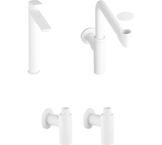 Изображение товара Высокий смеситель для накладной раковины Wellsee ICON! for life в наборе 4 в 1 201000215