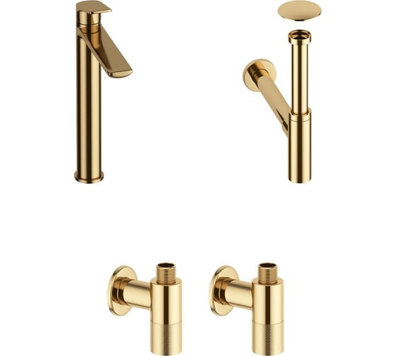 Изображение товара Высокий смеситель для накладной раковины Wellsee ICON! for life в наборе 4 в 1 201000193