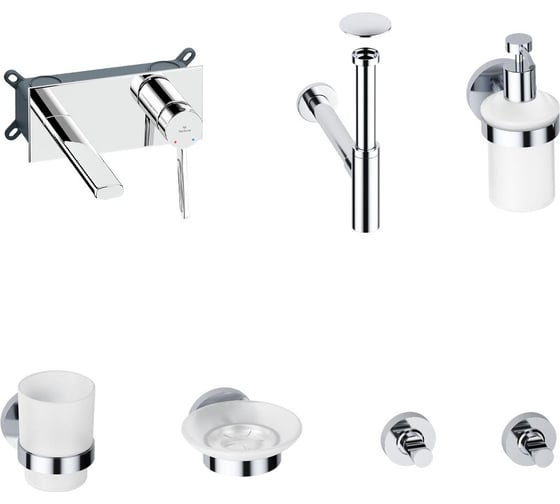 Изображение товара Встраиваемый смеситель для раковины Wellsee ONCE! and forever в наборе 8 в 1 201000546