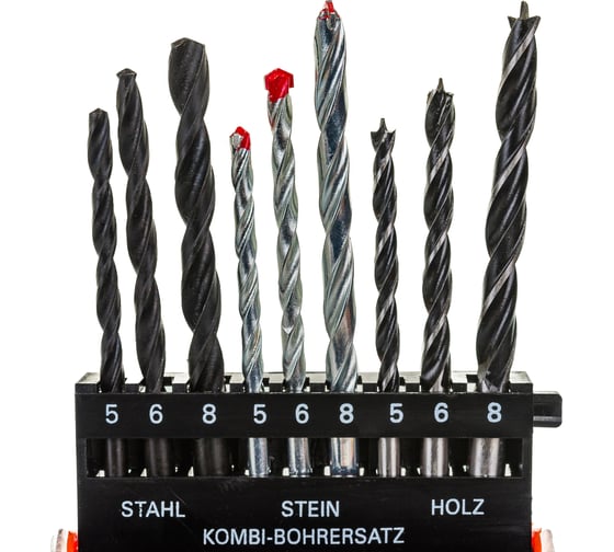 Изображение товара Набор сверл по бетону, металлу, дереву (9 шт; 5-8 мм) SPARTA 725055