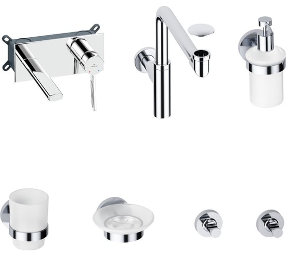 Изображение товара Встраиваемый смеситель для раковины Wellsee ONCE! and forever в наборе 8 в 1 201000556