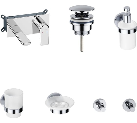 Изображение товара Встраиваемый смеситель для раковины Wellsee ICON! for life в наборе 7 в 1 201000501