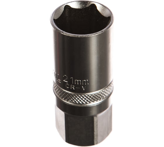 Изображение товара Торцовая головка "INDUSTRIE QUALITAT" с резиновой вставкой, хромосатинированная (1/2", FLANK, 21 мм) Kraftool 27812-21_z01