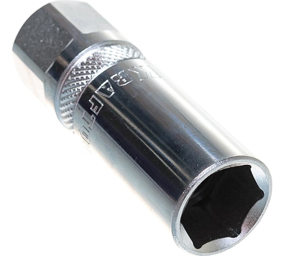 Изображение товара Торцовая головка "INDUSTRIE QUALITAT" свечная с резиновой вставкой, хромосатинированная (1/2", FLANK, 16 мм) Kraftool 27812-16_z01