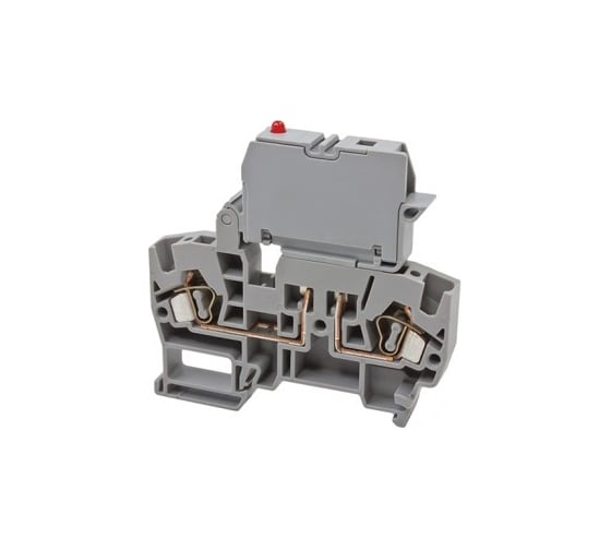 Изображение товара Пружинный клеммник Klemsan с держ. предохр. (5x20, 5x25), откид.картридж, с индикацией 110VDC, на DIN-рейку, 4 мм.кв., (серый); YBK SLD 110VDC 20 шт. 0.0.0.3.355769
