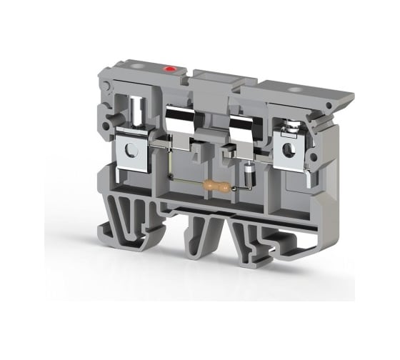 Изображение товара Клеммник Klemsan с держ. предохр. (5x20, 5x25) с индикацией 220VDC на DIN-рейку, 6 мм.кв. (серый); ASK 2LD (220 VDC) 25 шт. 0.0.0.3.351629