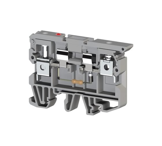 Изображение товара Клеммник Klemsan с держ. предохр. (5x20, 5x25) с индикацией 24VAC на DIN-рейку, 6 мм.кв. (серый); ASK 2LD (24 VAC) 25 шт. 0.0.0.3.351219