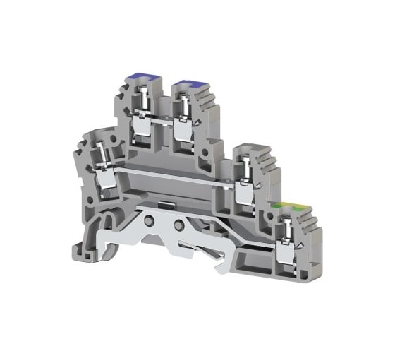 Изображение товара 2-х ярусный клеммник Klemsan с контактом на рейку, 2,5мм.кв., (серый); PUK 2Т 20 шт. 0.0.0.3.324209