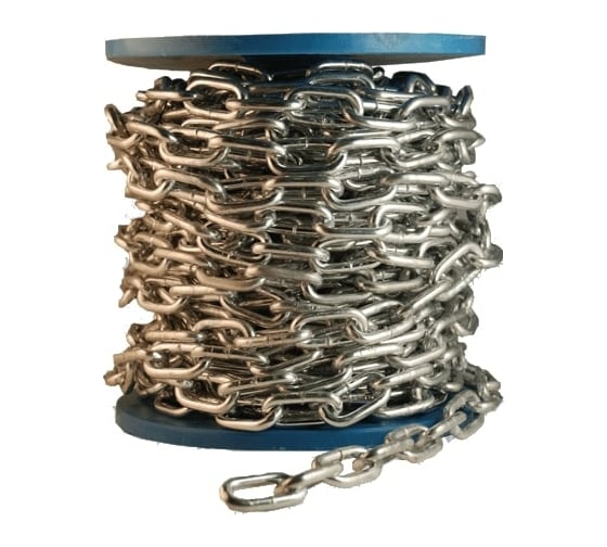 Изображение товара Сварная короткозвенная цепь Метизный двор 3 мм DIN 766, 60 м 4690441030481