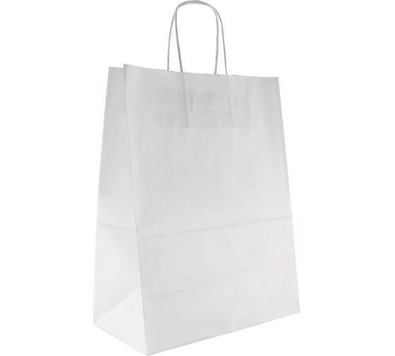 Изображение товара Бумажный пакет ООО Комус 320x200x370 мм, 80 гр/м2, с кручеными ручками, белый, 200 шт. 1871774