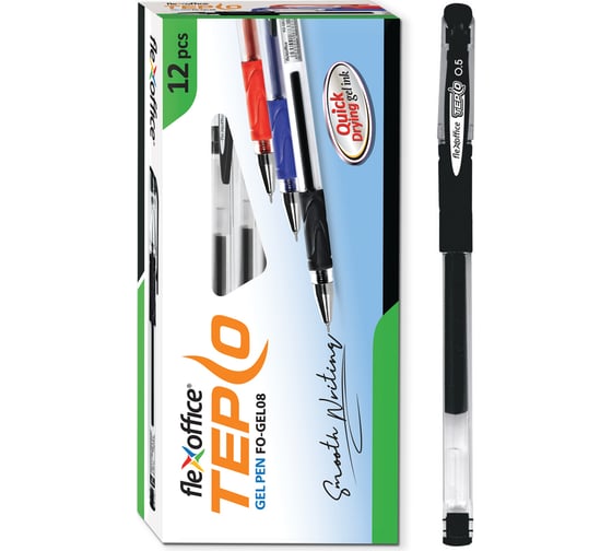Изображение товара Гелевая ручка Flexoffice tepco черная, 12 шт. FO-GEL08 BLACK