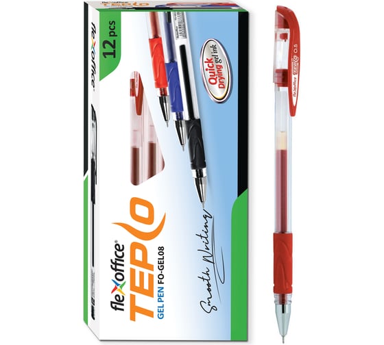 Изображение товара Гелевая ручка Flexoffice tepco красная, 12 шт. FO-GEL08 RED