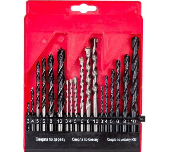 Изображение товара Набор сверл по металлу/бетону/дереву (3-4-5-6-8-10 мм, 18 шт.) REDVERG 6627080