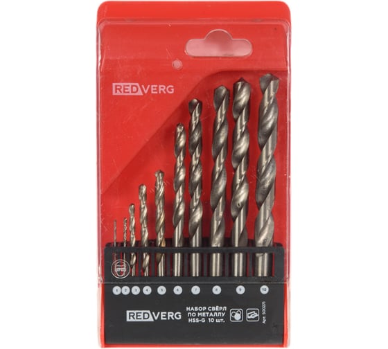 Изображение товара Набор сверл по металлу HSS-G, 1-10 мм, 10 шт. REDVERG 6621063