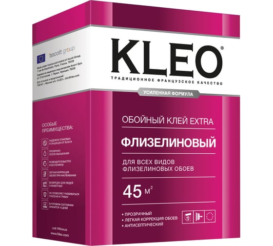 Изображение товара Обойный клей для флизелиновых обоев KLEO сыпучий 030 EXTRA 45