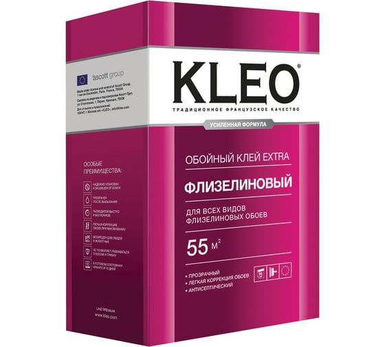 Изображение товара Обойный клей для флизелиновых обоев KLEO сыпучий 030 EXTRA 55