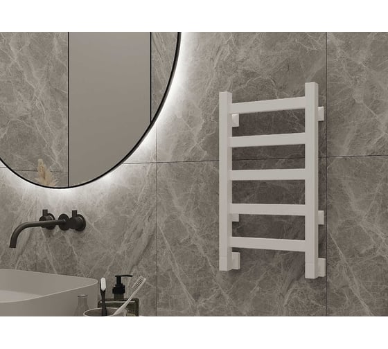 Изображение товара Водяной полотенцесушитель GUARDO PIATTO 600x430 с 5 перекладинами белый матовый RAL 9016  PIATTO 0604 R9016(М)