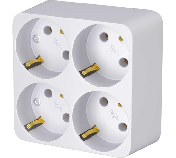 Изображение товара Разветвитель четверник ФОТОН 16А, на 4 розетки с заземлением 4000Вт, 12326