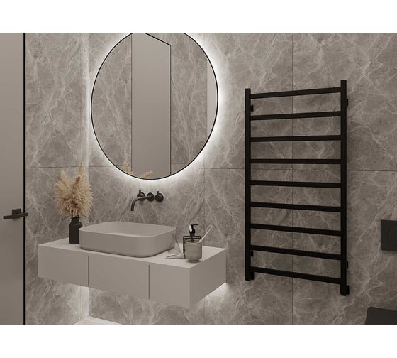 Изображение товара Водяной полотенцесушитель GUARDO PIATTO 1200x630 с 9 перекладинами черный матовый RAL 9005 PIATTO 1206 R9005(М)