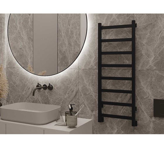 Изображение товара Водяной полотенцесушитель GUARDO PIATTO 1000x430 с 8 перекладинами черный матовый RAL 9005  PIATTO 1004 R9005(М)