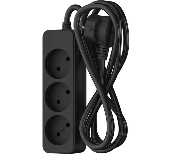 Изображение товара Сетевой удлинитель ФОТОН 10-33, 3м, 3 розетки, 10А, Черный 22719