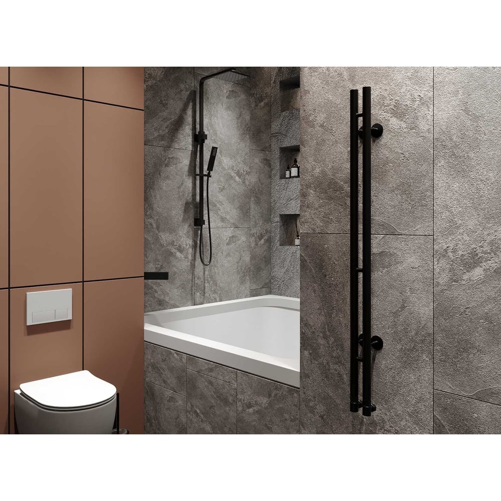 Изображение товара Водяной полотенцесушитель GUARDO STRETTO 600x82 черный матовый 1/2 дюйма