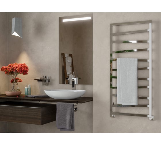 Изображение товара Водяной полотенцесушитель GUARDO DIAGONALE 1200x532 с 11 перекладинами хромированный  Diagonale 1205 CH