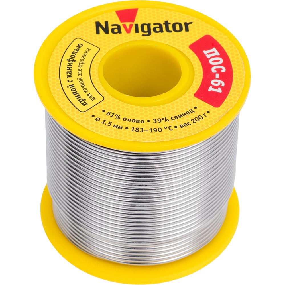 Изображение товара Припой 93 726 NEM-Pos05-61K-1.5-K200 1.5 мм, 200 г Navigator