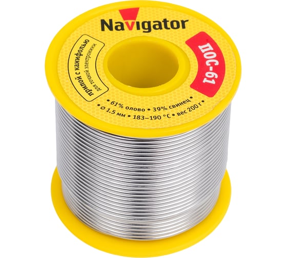 Изображение товара Припой 93 726 NEM-Pos05-61K-1.5-K200 1.5 мм, 200 г Navigator 28365