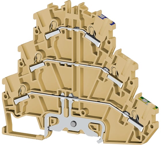 Изображение товара Быстрозажимной пружинный клеммник Klemsan Push in 2-хярусный, с контактом на DIN-рейку, 2,5 мм.кв., бежевый; PYK2,5-2FT 30 шт. 0.0.0.3.307180