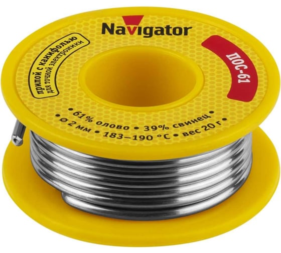 Изображение товара Припой 93 724 NEM-Pos05-61K-1.5-K50 1.5 мм, 50 г Navigator 28363