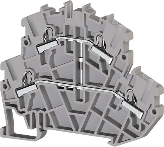 Изображение товара Быстрозажимной пружинный клеммник Klemsan Push in, 2-х ярусный, 2,5мм.кв., с диодом, серый; PYK 2,5-2FD-B 40 шт. 0.0.0.3.307379