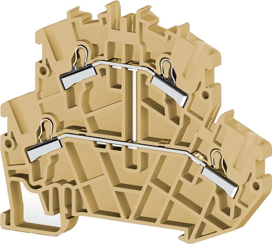 Изображение товара Быстрозажимной пружинный клеммник Klemsan Push in, 2-х ярусный, 2,5мм.кв., с внутренней перемычкой, бежевый; PYK2,5-2FK 40 шт. 0.0.0.3.307230