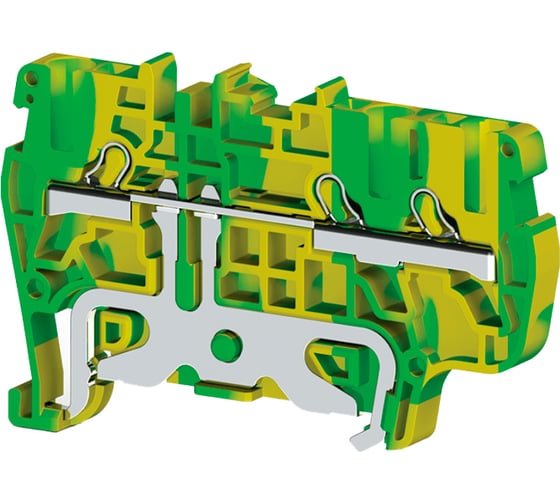 Изображение товара Быстрозажимной пружинный клеммник Klemsan Push in, 3-х выводной, 2,5 мм.кв., земля; PYK2,5ET 50 шт. 0.0.0.3.336550