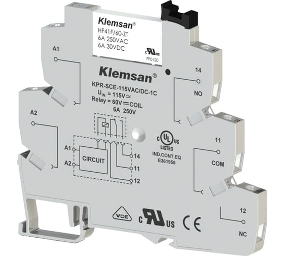 Изображение товара Интерфейсное реле Klemsan KPR-SCE-115VAC/DC-1C; 6A 10 шт. 0.0.0.2.270846