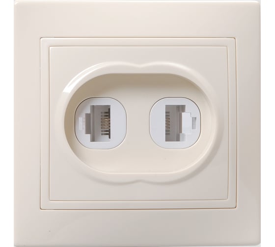 Изображение товара Розетка GENERICA КВАРТА 2местн. комп. и телеф. кремовый EIK10-K33-DM