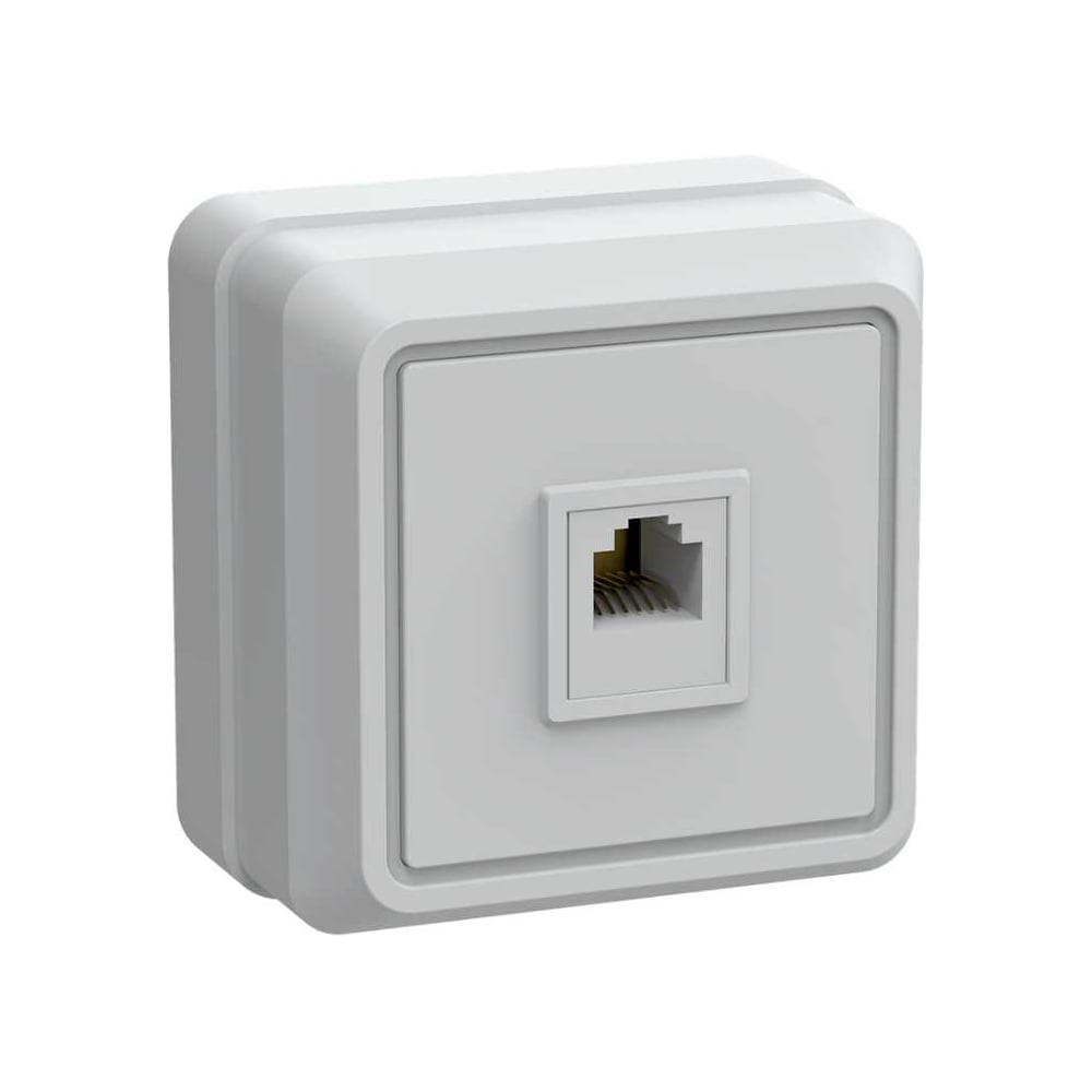 Изображение товара Телефонная розетка IEK ОКТАВА белая 1 гнездо RJ11 IP20 монтаж накладной