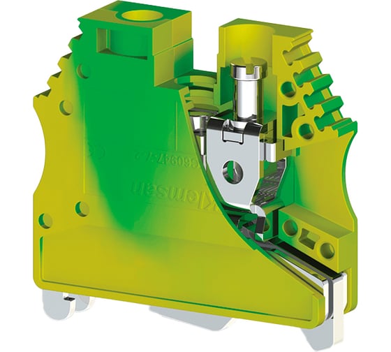 Изображение товара Клеммник на DIN-рейку Klemsan 10 мм.кв., земля; AVK 10TK 25 шт. 0.0.0.3.334470
