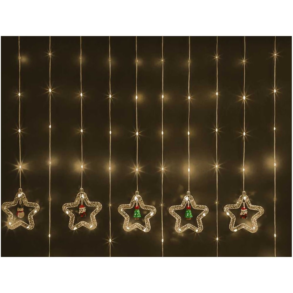 Изображение товара Гирлянда Navigator 95 012 NGF-D035-01 Бахрома Звезды Теплый Белый