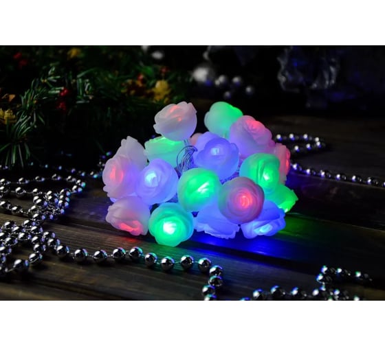 Изображение товара Гирлянда ТМ BIKSON 28 ламп, Розочки, LED, разноцвет, мигает, 4м артO0416-55 8\2155