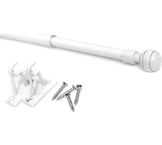 Изображение товара Карниз LM DECOR кафе kf103 80-120 см, рифленый шар, белый глянец KF103080120SW