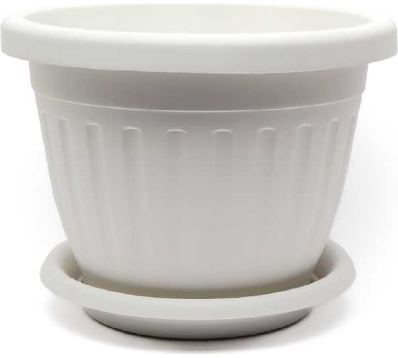 Изображение товара Кашпо ООО КЗНМ сильвер эко с блюдцем d 23, объём 4л белый 530897