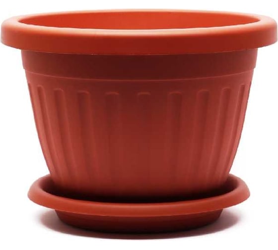 Изображение товара Кашпо ООО КЗНМ сильвер эко с блюдцем d 23, объём 4л терракот 530898