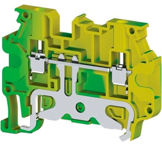 Изображение товара Клеммник на DIN-рейку Klemsan 2,5 мм.кв., с двумя перемычками, земля; AVK 2,5RT 50 шт. 0.0.0.3.334280