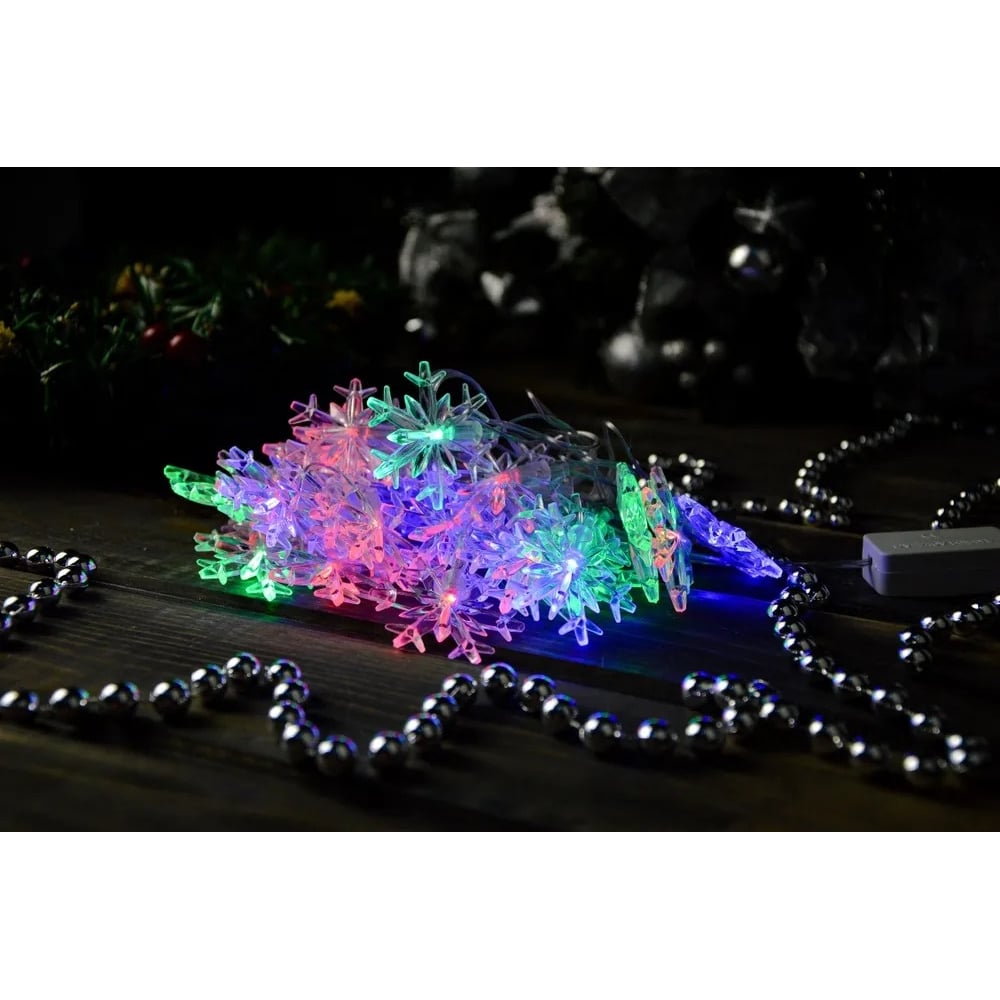 Изображение товара Гирлянда ТМ BIKSON 28 ламп, Снежинки, LED, разноцвет, мигает, 4.5м артO0416-46 8\2144